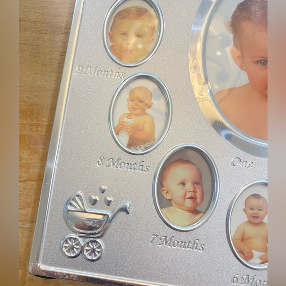 Babys photo album monthly mark My First Year silver frame - Picture 10 of 12
